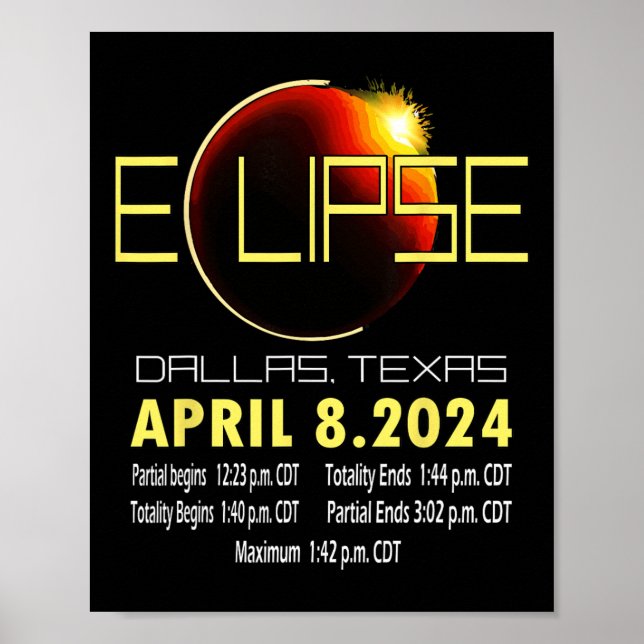 Poster Texas Solar Eclipse 2024 Solar Eclipse Engraçado T (Frente)