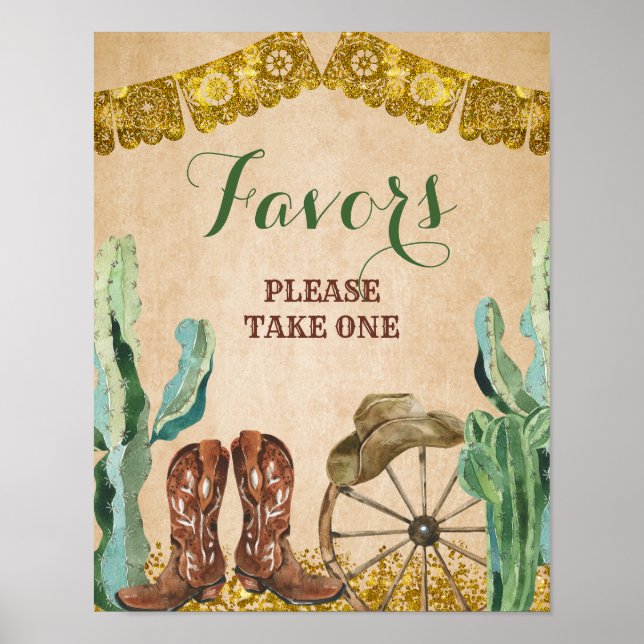 Poster Texas Southwestern Desert Cowboy Favor do Aniversá (Frente)