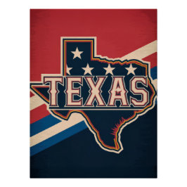Pôster Texas State Retro Flag Design