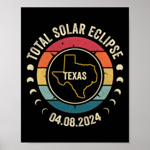 Poster Texas Total Solar Eclipse 2024 Totalidade American