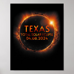 Poster Texas Total Solar Eclipse 8 de abril de 2024 Texas