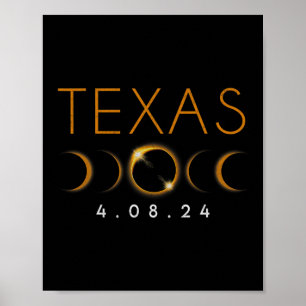 Poster Texas Total Solar Eclipse 8 de abril de 2024 Texas