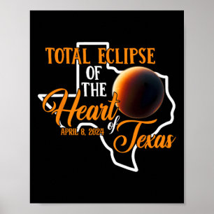 Poster Texas Total Solar Eclipse April 8 2024 Usa Map Tot