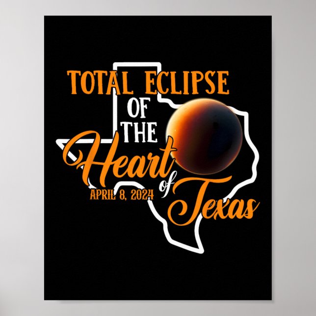 Poster Texas Total Solar Eclipse April 8 2024 Usa Map Tot (Frente)