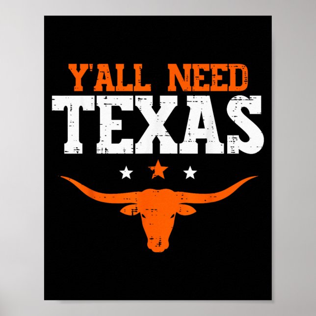Poster Texas Women Kids Men Boys Girls Youth Teen  (Frente)