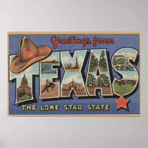 Poster TexasGreetings do estado solitário da estrela