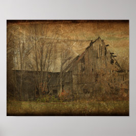 Poster Têxtase de Grunge de Barn Sepia Vintage País Russo