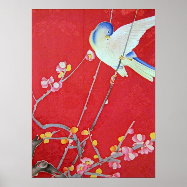 Pôster Têxtil KIMONO Japonês, Bluebird (Frente)