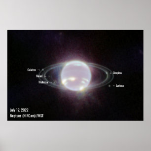 Poster Texto Branco da Imagem NIRCam do Neptune James Web