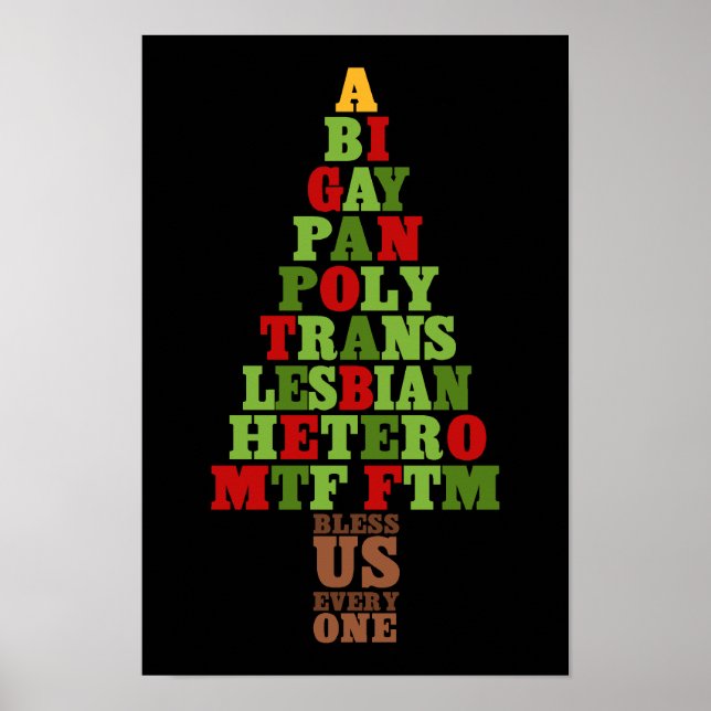 Poster Texto da Árvore de Natal de Diversidade (Frente)