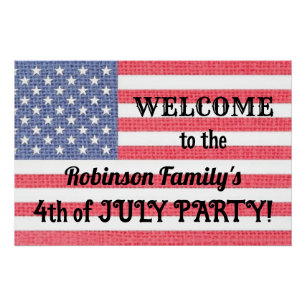 Pôster Texto da Caligrafia do Patriótico Americano Burlap
