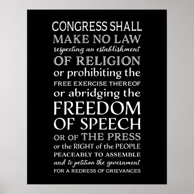 Pôster Texto da Lei de Direitos da Liberdade de Expressão (Frente)