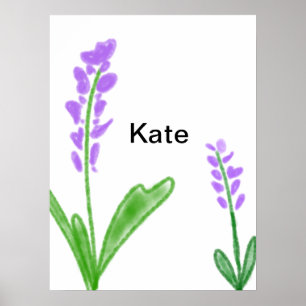 Poster Texto de adição de nome de cor d'água floral color