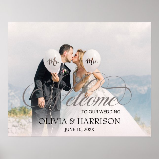 Poster Texto de Caligrafia Sobreposto Foto Casamento Bem- (Frente)