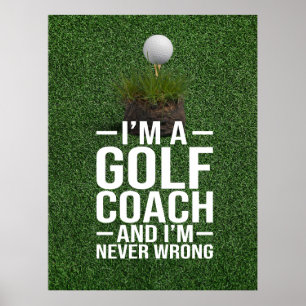 Poster Texto de golfe Eu sou treinador de golfe