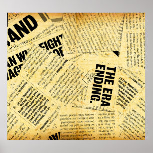 Poster Texto do jornal com papel antigo