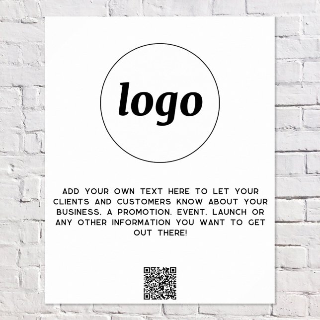 Poster Texto do Logotipo Código QR Promocional Empresaria (Logo with custom text and QR code business promotional poster)