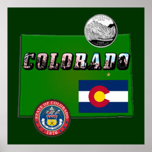 Pôster Texto do mapa e da imagem de Colorado
