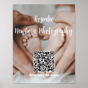 Poster Texto do seu nome comercial com o código QR do men