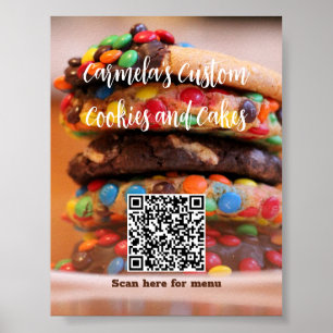 Poster Texto do seu nome comercial com o código QR do men