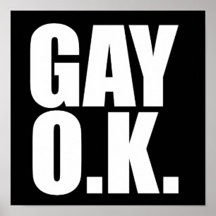 Pôster Texto Engraçado do gay Ok