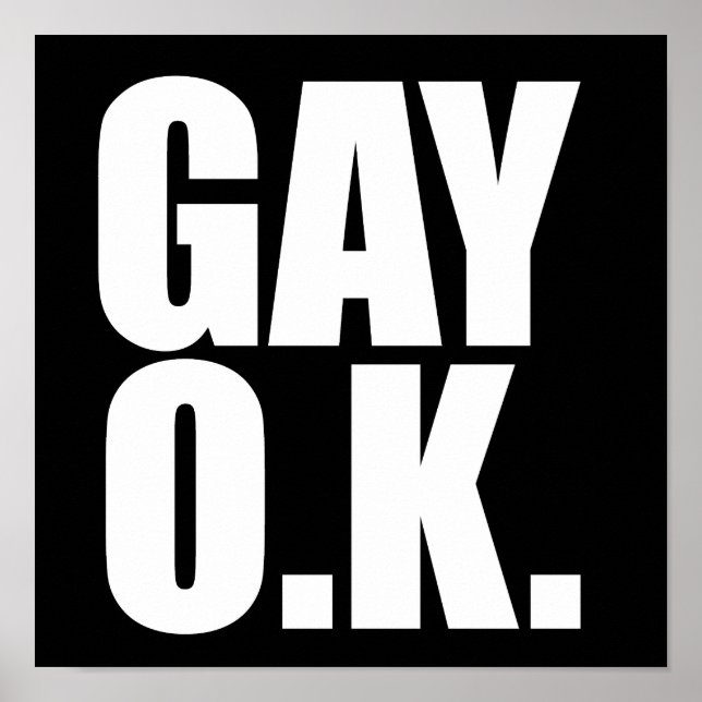 Pôster Texto Engraçado do gay Ok (Frente)