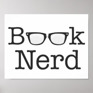 Pôster Texto engraçado dos espetáculos do nerd do livro