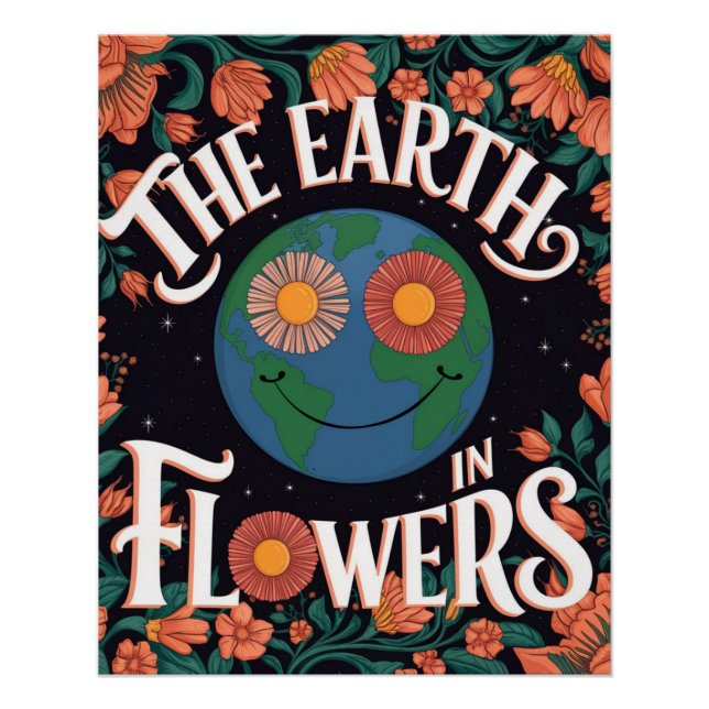 Pôster Texto Inspirador de Arte Flor Colorida (Frente)