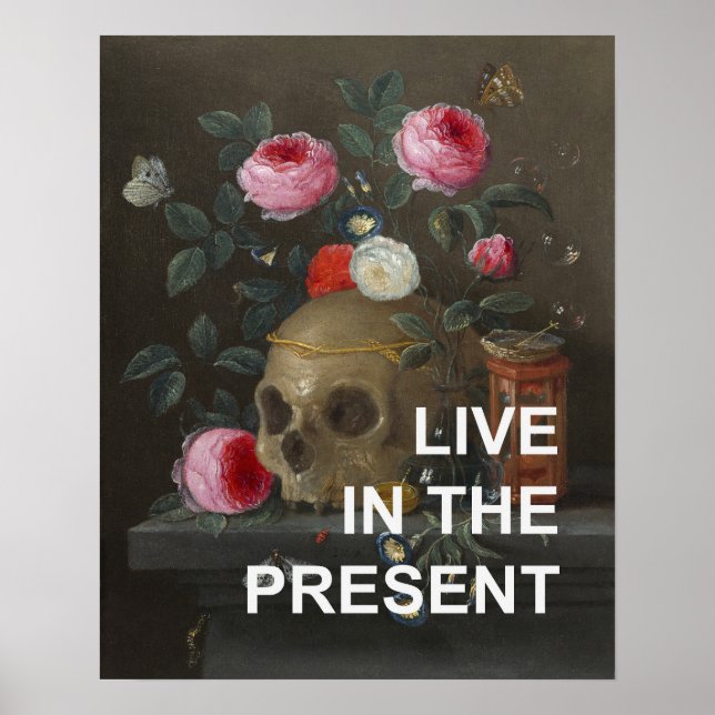 Poster Texto Inspirador + Pintura de Memento Mori (Frente)