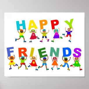 Poster Texto para Amigos Felizes Cartoon de Cartoons Dive