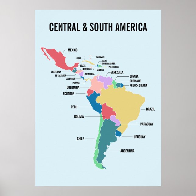 Poster Texto Personalizado América Central e do Sul (Frente)