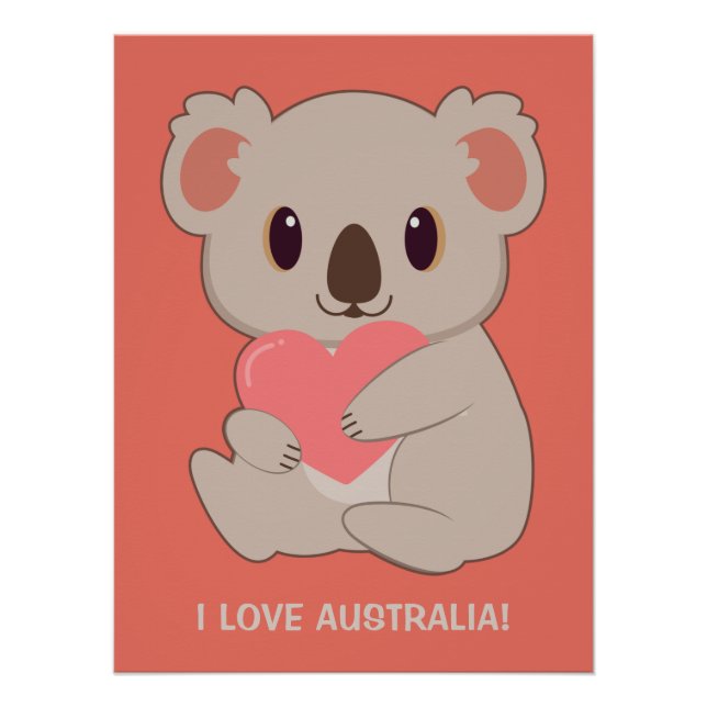 Pôster Texto Personalizado Amor Koala (Frente)