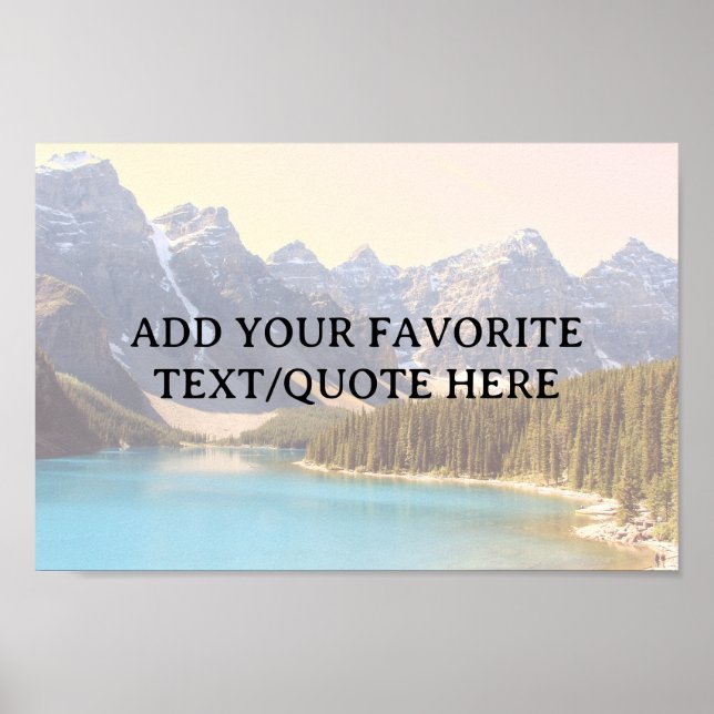 Poster Texto Personalizado Belo Lago Moraine & Mounts (Frente)