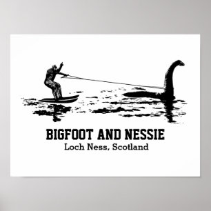 Poster Texto personalizado Bigfoot e Nessie Loch Ness