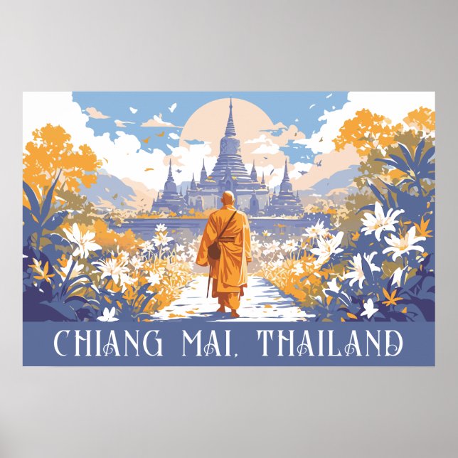Poster Texto personalizado Chiang Mai Tailândia (Frente)