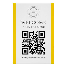 Pôster Texto Personalizado de Código QR Moderno Brilho Em