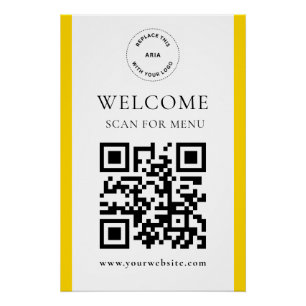 Pôster Texto Personalizado de Código QR Moderno Brilho Em