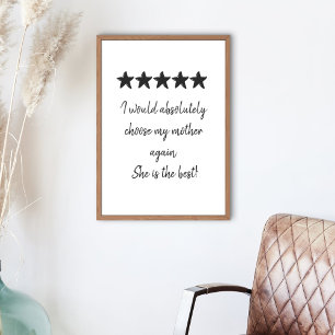 Poster Texto Personalizado de Revisão de Melhor Mãe Amor