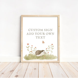 Poster Texto Personalizado do Chá de fraldas da Floresta