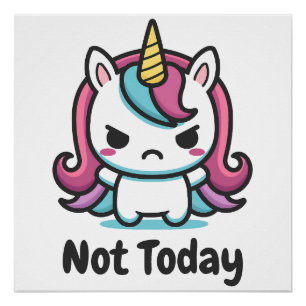 Pôster Texto Personalizado do Kawaii Unicorn