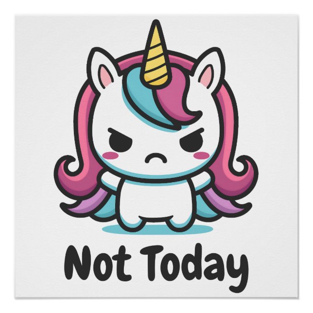 Pôster Texto Personalizado do Kawaii Unicorn (Frente)