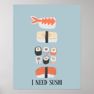 Poster Texto Personalizado do Roll Maki Maki Japonês Sus