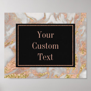 Poster Texto Personalizado do Roteiro de Marble Dourado d