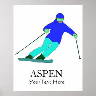 Poster Texto Personalizado do Skier Ski Party