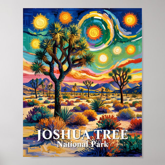 Poster Texto Personalizado Joshua Tree Van Gogh Deserto C (Frente)