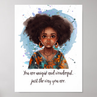 Poster Texto personalizado Linda garota africana american
