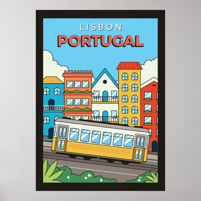 Poster Texto personalizado Lisboa Portugal (Frente)