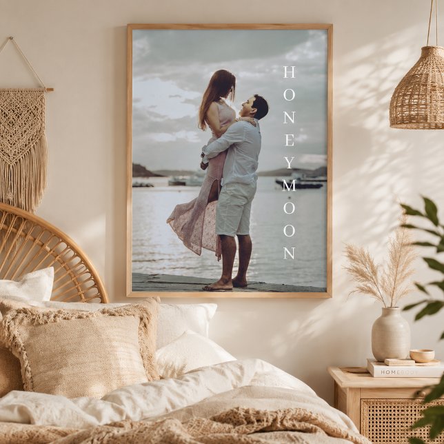 Poster Texto Personalizado Lua de Mel Casamento Foto Cust (Criador carregado)