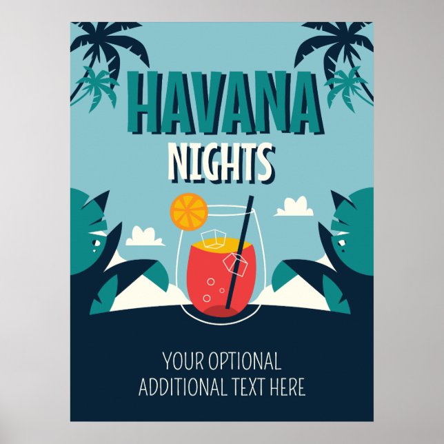 Poster Texto Personalizado "Noites de Havana" (Frente)