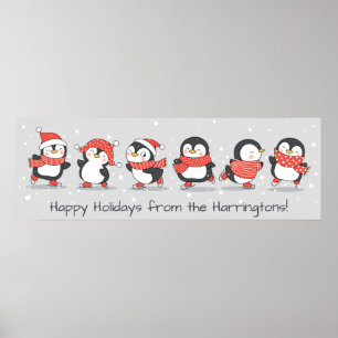 Poster Texto personalizado Pinguins de inverno